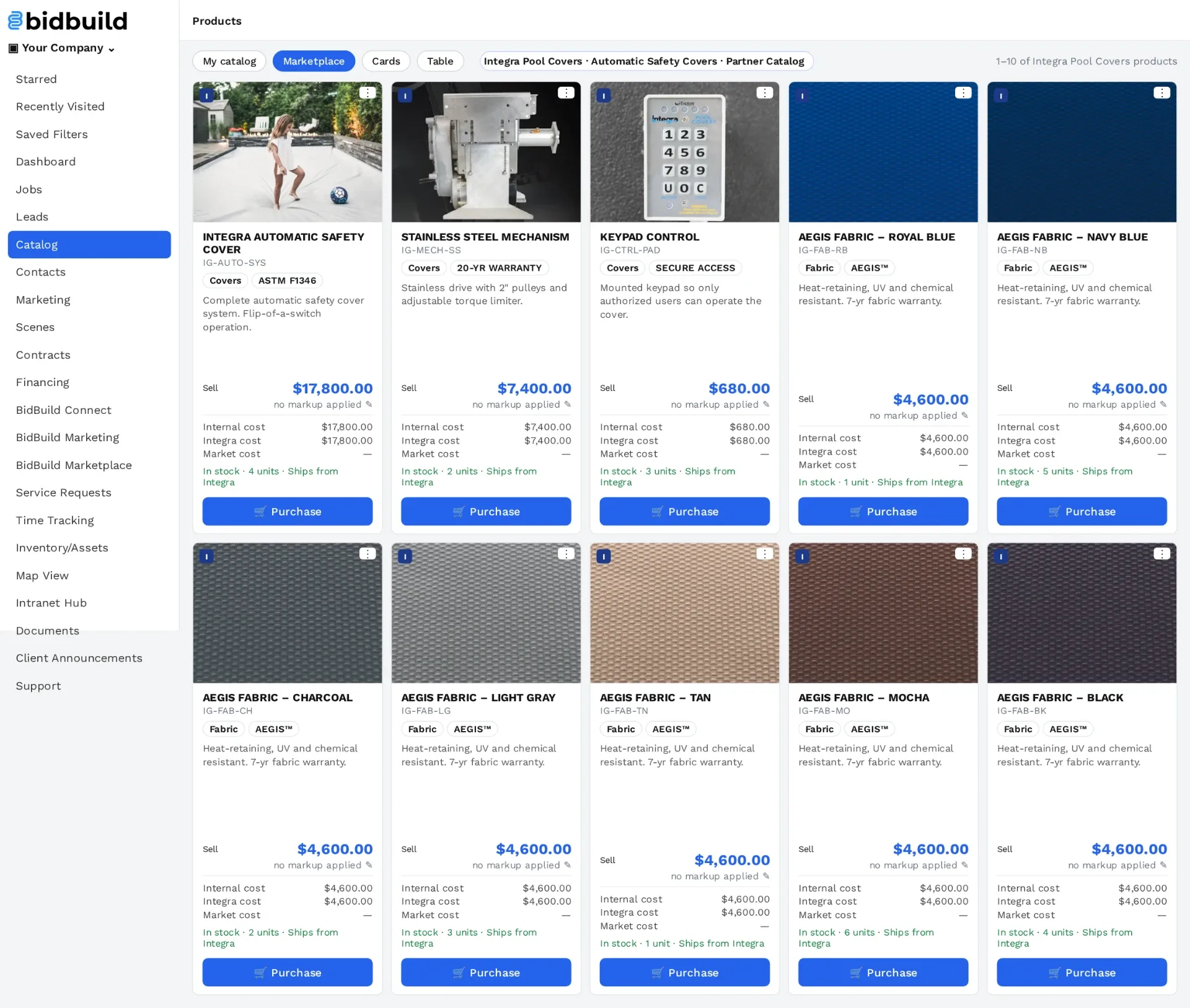 Integra automatic pool safety cover catalog inside BidBuild Marketplace
